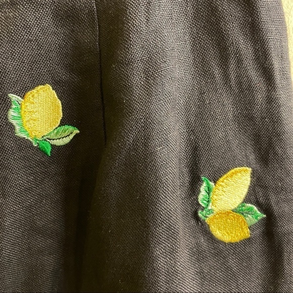 Talbots Wide Leg Linen Pants With Lemon Print Novelty - Picture 2 of 8